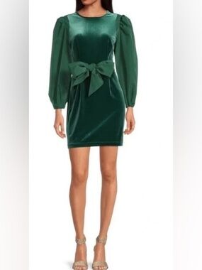 LDT Hannah Emerald Velvet Mini Holiday Dress